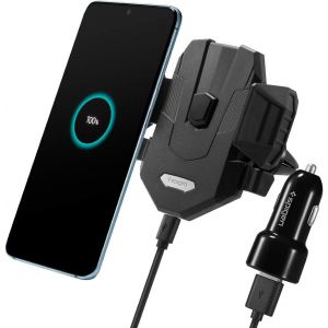 Steadiboost Chargeur Sans Fil De Voiture [Chargeur Allume Cigare Usb Qc 3.0 Inclus] [Fonction Snap-On] [Air Vent Mount] Chargeur Voiture Sans Fil Compatible Avec Iphone, Galaxy Et Plus.[F3649] - Neuf