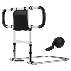 Barri&egrave;re de Lit Pliable et Extensible pour Personnes Ag&eacute;es-Duoku-avec Poign&eacute;es Lat&eacute;rales et Main Courante en PU-Hauteur Ajustable - Neuf