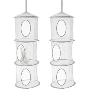 Cauc-2 Pi&egrave;ces Filet De Rangement Suspendu,Rangement Derriere Porte,Filet Peluche &Agrave; Suspendre Pliable,Range Doudou Mural Avec 3 Niveaux,Organiseur De Jouet &Agrave; Suspendre Chambre Pour V&ecirc;tements - Neuf
