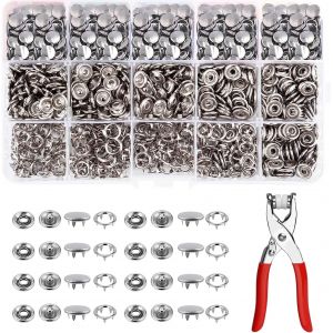 Mevronisshop-Boutons Pression Metal Avec Pinces 200 Kit Bouton Pression Metal Pour La Couture De V&ecirc;tements Pour B&eacute;b&eacute; Enfant Bricolage Sac Vestes Jeans Artisanat 9,5mm (Solide) - Neuf