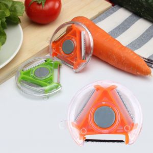Hjlian Eplucheur Multifonction 3 En 1 Pour Fruits Et Legumes, Outil Pour Eplucher Les Carottes Et Les Pommes De Terre, Pour La Maison Et La Cuisine (Orange) - Neuf