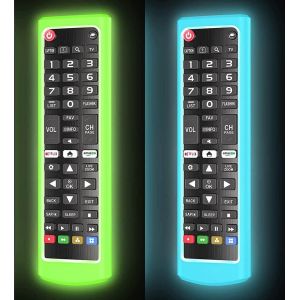 Lot De 2 Étui De Protection En Silicone Pour Télécommande Lg Akb75095307 Akb75095308 Akb74915305,Antichoc Anti-Perte Boîtier De Protection Pour Télécommande Lg Smart Tv (Lueur Bleu + Noir) - Neuf