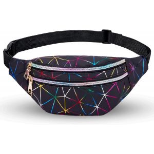 Sac banane,sac banane holographique avec cuir PU,sac ceinture brillant Festival Rave Bumbags pour dames - Neuf