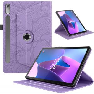 NAERYUT-Coque Pour Lenovo Tab P11 Pro 2Nd Gen 11.2"" 2022 Tb138/Tb132 Housse Pu Cuir Flip Cover Arbre De Vie Tablette Case 360°Rotatif Multi-Angle Support Fonction Étui De Protection,Violette - Neuf