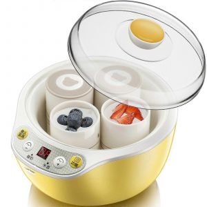 Yaourtiere automatique avec ecran LED, minuterie, 20 W, temperature reglable, cuve en acier inoxydable 304, capacite de 4 tasses (1000 ml), compatible avec la fabrication de natto. - Neuf