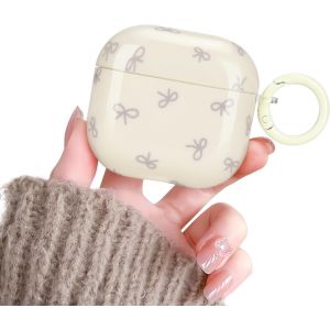 Coque pour Airpods 4, N?ud Papillon Motif avec Mousqueton Rond &Eacute;tui Souple TPU R&eacute;sistant &agrave; la Poussi&egrave;re et aux Rayures Housse de Protection Protege pour Airpods 4 Generation Jaune - Neuf