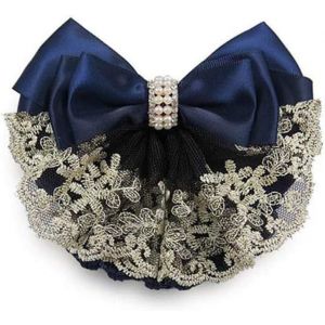 Kal-Lot De 2 Filets Professionnels Pour Chignon Avec Noeud En Dentelle En Forme D'&eacute;ventail Et Perles En Cristal - Accessoires Pour Cheveux Pour Femme, Infirmi&egrave;re, H&ocirc;tesse Avec V&ecirc;tements De Travail (Bl - Neuf