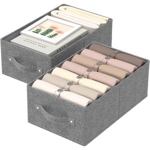 2er Organisateur de Tiroir Pliable,Bo&icirc;te de Rangement Ouvert,&eacute;tag&egrave;re Panier en Tissu avec Poign&eacute;e,Peut &ecirc;tre Utilis&eacute; Pour les V&ecirc;tements,Livres,41x25x16.5 cm,Gris - Neuf