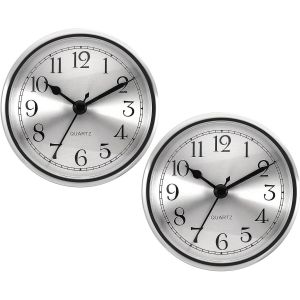 Fchhk-3,5"" 90mm Insert De Montre À Quartz, 2 Pièces Mouvement De Montre À Quartz Rond Mini Horloge À Chiffres Arabes Pour Trou De 78mm/3,1"" De Diamètre, Tonalité Argent, Style 1 - Neuf