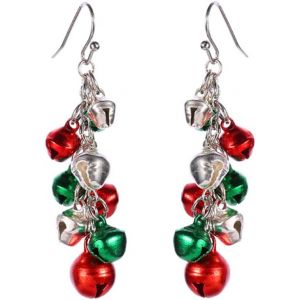 Boucles D'oreilles Pendantes En Forme De Clochette De No&euml;l Argent&eacute;e Rouge Et Verte Pour Femmes Adolescentes Filles &Agrave; Suspendre Hypoallerg&eacute;niques Pour No&euml;l Festival F&ecirc;te Cadeau Pour Meilleure Amie - Neuf