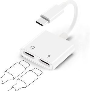 Dual Usb C Audio Adapter Charger Type C Earphone Splitter With Pd Key 30w Quick Charge For S21 S20 Fe 5g Ultra,Note 20 10,Ipad Pro,Pixel 2 (Dual Usb C) - Neuf