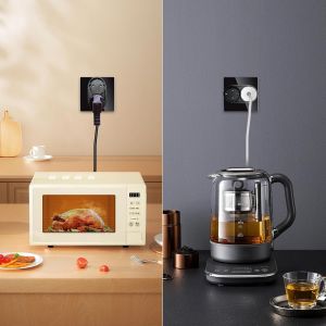 Prise Schuko double prise Schuko avec borne enfichable encastr&eacute;e en verre, couleur blanche, avec cadre en verre, 16 A, 110 &agrave; 250 V, 86 mm - Neuf