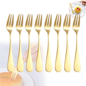Kalanka-8 Pi&egrave;ces Fourchette A Huitres, Fourchette &Agrave; Dessert, Fourchette &Agrave; G&acirc;teau Dor&eacute;e, Fourchette &Agrave; Salade, Fourchette Dor&eacute;e Pour Fruits Glace Salade Steak Pizza Nouilles Th&eacute; De L'apr&egrave;s-Midi - Neuf
