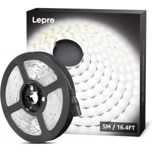 Kalanka-Le Ruban Led 5m, Bande Led Autocollant 300 Leds Smd 2835 Lumière Blanche 6000k, Bandeau Led 16w 2300lm Pour Chambre, Mariage, Soirée, Bar, Présentoir, Vitrine (12v Adaptateur Secteur Requise) - Neuf