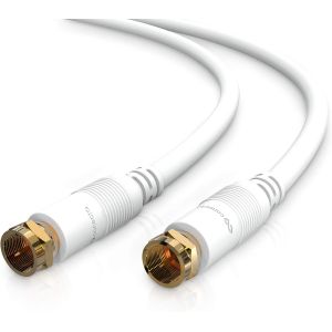 CC50021 Câble SAT HQ Câble de raccordement-pour DVB-S/S2-4 K UHD 1080p Full HD HDTV 3D-(Câble coaxial,fiche F-fiche F,double blindage),1,00m,blanc - Neuf
