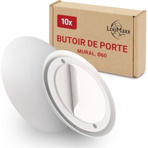 protection poignee porte &agrave; coller ou visser &Oslash; 60mm - lot de 10 butoir porte blanc autocollant - protege mur - stop porte mural pour prot&eacute;ger vos murs et vos portes - Neuf