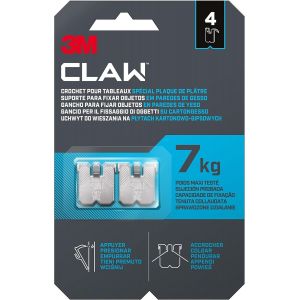 MEVRONISSHOP-Crochets pour Accrocher des Tableaux sur des murs en pl&acirc;tre, 4 Crochets - Poids Maxi test&eacute; jusqu'&agrave; 7 kg - Id&eacute;al pour Fixer des Objets lourds, Miroirs, D&eacute;coration d'int&eacute;rieur, sans Outil - Neuf