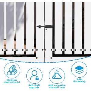 200 Mm Verrou De Porte Coulissant Robuste De Avec Trou De Cadenas, Serrure De Boulon De Porte Coulissante En Acier Inoxydable, Verrou De Porte Avec Vis Pour Portail, Jardin, Cabanon - Neuf