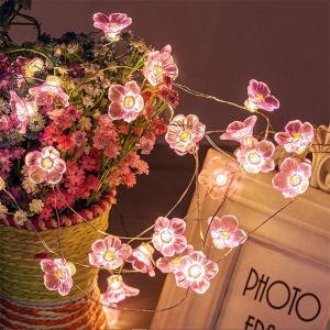 Kalanka-3m Blanc Chaud Fleur Rose Led Guirlande Lumineuse &Eacute;nergie Solaire F&eacute;erique Lumi&egrave;res De Fil Cuivre Imperm&eacute;able Ext&eacute;rieur Pour Jardin No&euml;l F&ecirc;te D&eacute;coration Mariage Ornement Chambre &Agrave; Coucher - Neuf