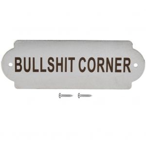 Poteau de cloture en acier inoxydable, panneau d'avertissement pour porte de maison, jardin, toilettes, avec vis d'installation. BULLSHIT CORNER - Neuf