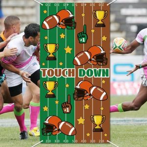 Checarzhn--No1-Décorations De Fête Du Football, Toile De Fond Pour Fête Sportive De Rugby Touch Down Bannière Photo D'anniversaire En Tissu Pour Jour Match De Football Fête, 90x180cm - Neuf