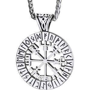 Trahoo-Collier Viking Homme En Acier Inoxydable/Noir, Pendentif Vegvisir/Médaillon Runique Avec Triquetera/Valknut, Bijou Talisman - Neuf