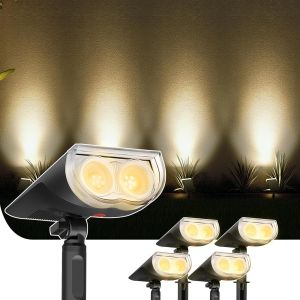 Starrays Lampe Solaire Extérieur 3000k Blanc Chaud Led 350 Lm, Marche/Arrêt Automatique,Ip67 Etanche, Starrays Led Projecteur Solaire Pour Jardin, [Classe Énergétique A] - Neuf