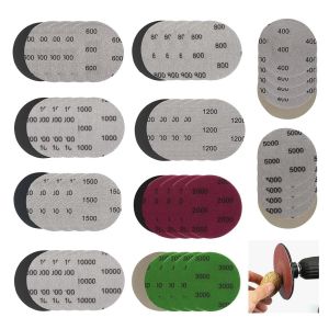 50pcs Disque Poncage 75mm 400/600/800/1000/1200/1500/2000/3000/5000/10000,Grain Disques Abrasifs Auto-Agrippants Papier de Verre Sec à l'Eau Disques Abrasifs Ronds pour Métal Bois Miroir - Neuf