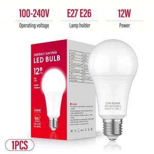 LUGH-Ampoule LED à économie d'énergie pour éclairage domestique,protection des yeux pour chambre à coucher,salon,maison,base Inda E26,6500K,A19 - Neuf