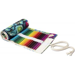MAA-Rouleau à Crayons en Toile à 72 emplacements, Fait à la Main, Enroulable pour Crayons de Couleur, pour Artistes, Croquis, étudiants - Neuf