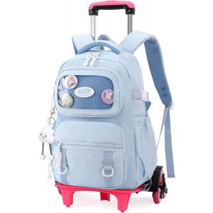 CHECARZHN--NO1-Sac À Dos À Roulettes Pour Filles De 9+ Ans, Cartable A Roulette Pour Enfants Et Adolescents Avec 6 Roues, Sac D'École Fille Décontracté Avec Chariot Imperméable - Neuf