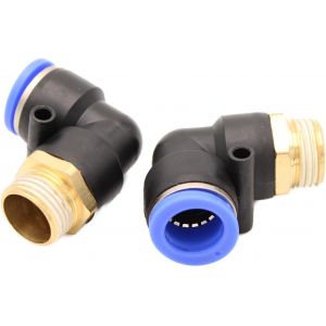 Lot de 2 raccords pneumatiques &agrave; enficher R 1/2"" coud&eacute; &agrave; 90&deg; 16 mm Raccord IQS (1/2""-16 mm) - Neuf