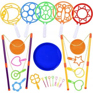 KAKYL-24Pcs Baguette À Bulles Ensemble,Bulles De Savon Enfant Géante Kit,Jouet Savon À Bulles Géantes,Enfants Bubble Maker Pour Les Activités De Plein Air Jeux,Mariage,Fête D'Été De Voyage - Neuf