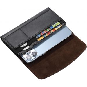 JGD-1 pcs &Eacute;tui de Ceinture Universel en Cuir avec Clip et Poche, &Eacute;tui de Ceinture Pochette T&eacute;l&eacute;phone Portable Holster, Convient pour Les Mod&egrave;les Samsung et iPhone - Robuste et R&eacute;sistant aux Rayures - Neuf