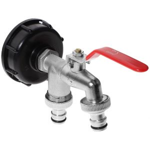 Adaptateur d'eau pour conteneur IBC avec robinet pour raccordement &agrave; un tuyau d'arrosage - Neuf