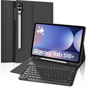 Étui Clavier Pour Samsung Galaxy Tab S10 Plus/S9 Plus/S9fe+ 12.4 Pouces, Clavier Azerty Sans Fil Amovible Pour Samsung Galaxy Tab S10+/S9+/S9fe+ 2024, Noir - Neuf