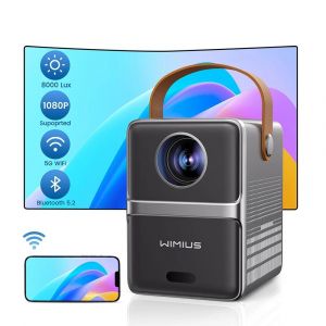 Videoprojecteur WIMIUS P61 Mini Projecteur 8000 Lumens 5G WiFi Bluetooth 5.2 Supporte 1080P Full HD - Neuf