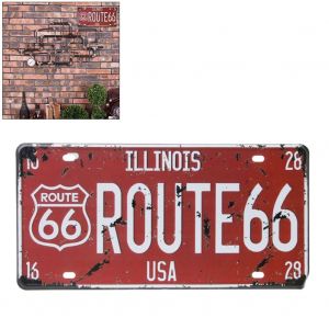 HJLIAN Plaque d'immatriculation Route 66 USA R66, plaque metallique americaine vintage, decoration murale pour garage et maison - Neuf