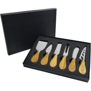 Tta-6 Pièces Couteau Fromage, Ensemble De Couteaux Pour Fromage, Couteaux À Fromage Avec Manche En Bois, Coffret Couteau À Fromage Manche En Bois(Manche En Bois D'acacia) - Neuf