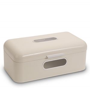 MEVRONISSHOP-Bo&icirc;te &agrave; pain r&eacute;tro en m&eacute;tal avec fen&ecirc;tre, bo&icirc;te &agrave; pain spacieuse, bo&icirc;te &agrave; pain avec couvercle, cr&egrave;me - Neuf