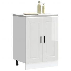 Armoire De Cuisine Porto Blanc Brillant Bois Ingénierie - Neuf