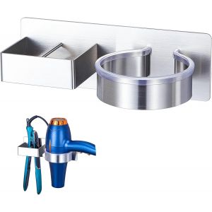 KALANKA-sans Percage Support Lisseur, Support Seche Cheveux Mural, Inoxydable Porte Seche Cheveux et Lisseur Support de Sèche-Cheveux Autocollant pour Salon de Coiffure de Salle de Bain - Neuf