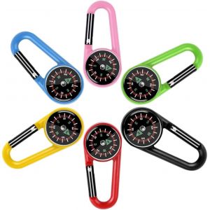 Eryi-6 Pièce Boussoles Avec Mousqueton 2 En 1 Compass Mini Camping Multicolore Boussole Pour Enfants Boussole Nautique Petit Porte-Clés Avec Boussole Et Mousqueton Pour Randonnée Camping - Neuf