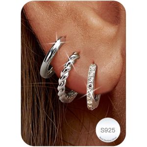 Kal-Paires Boucles D'oreilles Femme Argent Piercing Oreille Creoles Argent Femme Boucles D'oreille Cartilage Piercing Conch Daith Tragus Piercing Creolebijoux Femme Creole Argent Or - Neuf