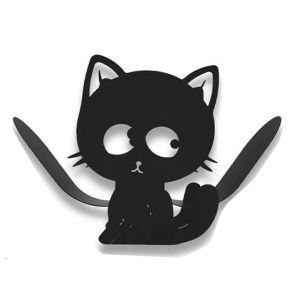 Porte-papier animal chat,Porte-papier toilette en m&eacute;tal noir,Porte-papier d&eacute;coratif en m&eacute;tal,Toilette mignonne - Neuf