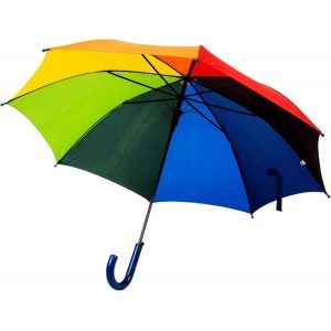Parapluie Arc-En-Ciel Pour Enfant Avec Cadre En Fibre De Verre Solide 8 Baleines L&eacute;ger Protection Contre Le Vent Et La Pluie Facile &Agrave; Ouvrir Et &Agrave; Fermer Poign&eacute;e Crochet En J Ext&eacute;rieur - Neuf