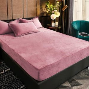Drap Housse Polaire 140x200 Bonnet 30 Cm Rose Hiver Toucher Cachemire Flanelle Drap De Lit Microfibre Super Chaud Pour Matelas &Eacute;pais - Neuf