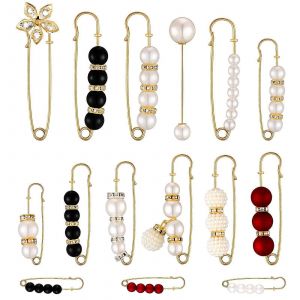 15 Pcs Pull Clips Heavy Duty &Eacute;pingles &Agrave; Nourrice Fausse Perle Blanche Broche Broche Robe Clip Chapeau Ch&acirc;le Pin Rhi - Neuf