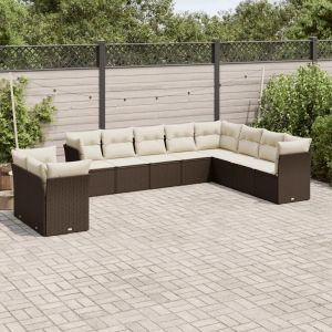 Prolenta Premium - Salon De Jardin 10 Pcs Avec Coussins Marron R&eacute;sine Tress&eacute;e - Neuf