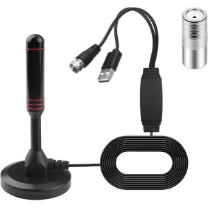 MEVRONISSHOP-Antenne TV Int&eacute;rieur Puissante, Antenne TV d'int&eacute;rieur HDTV avec amplificateur de Signal, Magn&eacute;tique Aimant&eacute;e, 300cm de c&acirc;ble, Noir - Neuf